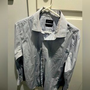 Mens Dress Shirt Blue & White